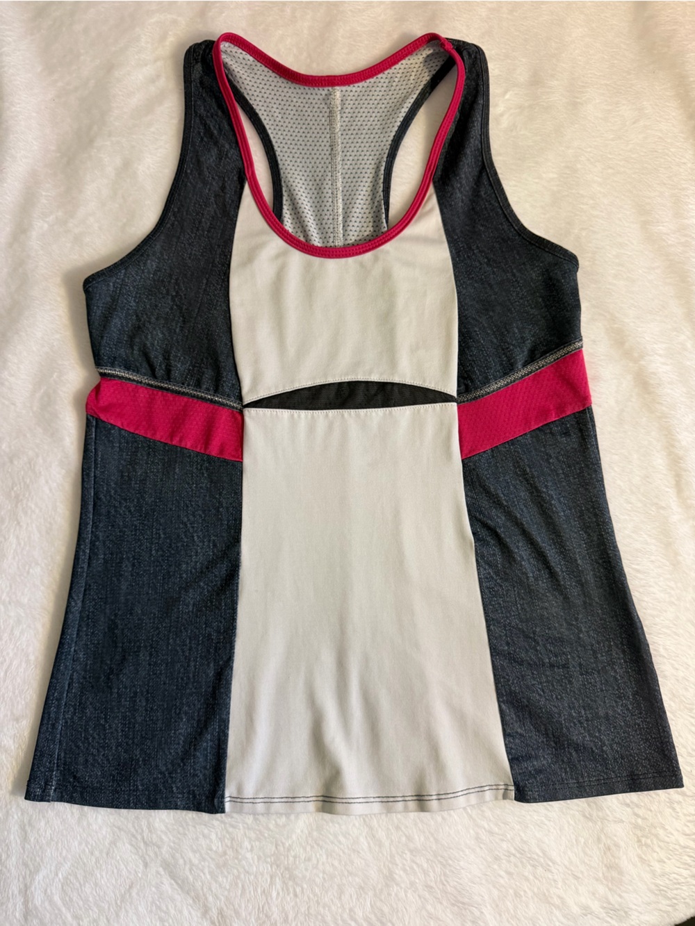 Lucky in Love medium tennis Racerback tank.